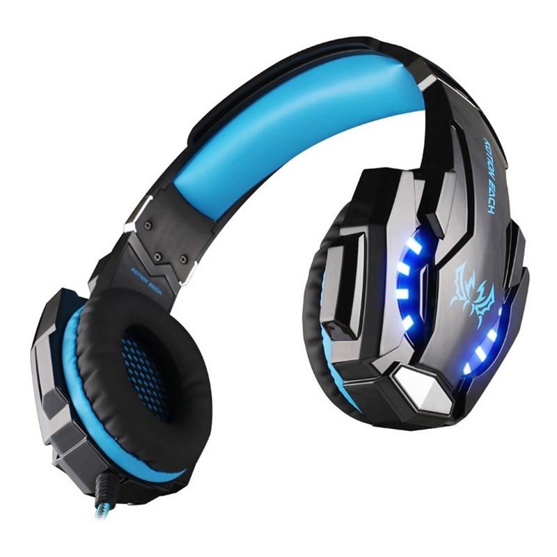 Наушники KOTION EACH Gaming with LED G9000 Aux USB Black/Blue - фото 4