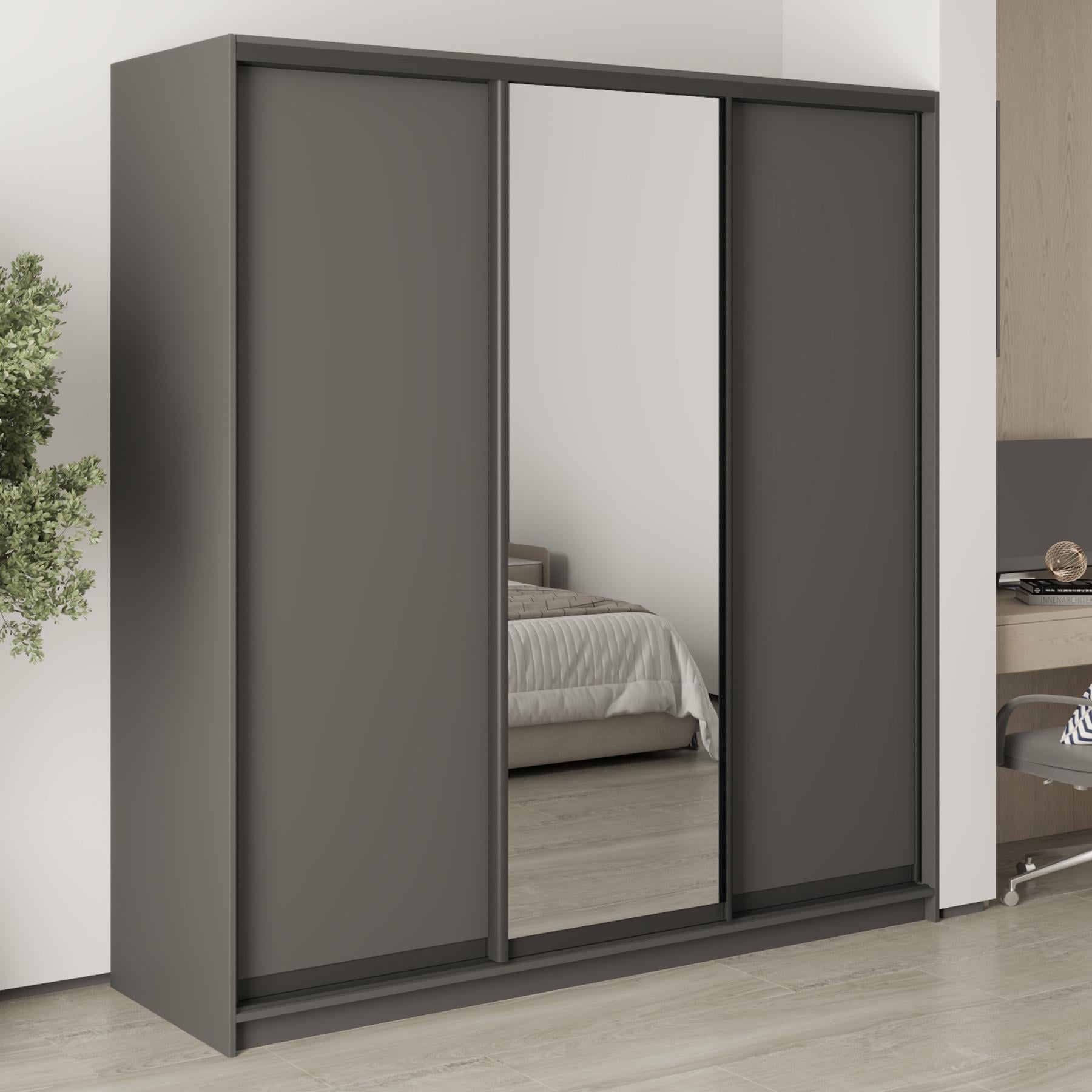 Шкаф-купе трехдверный MebelStar Стандарт BG 2 ДСП/зеркало 200x60x210 см Антрацит (MBS-8348)