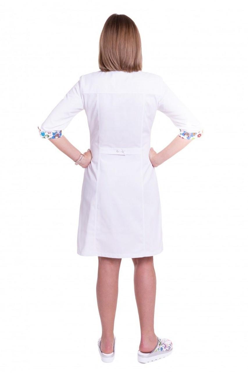 Халат женский хлопковый TopLine Premium Монако бабочка рукав 3/4 р. 56 Белый (31700-(56)б.-б.мет) - фото 3 Халат женский хлопковый TopLine Premium Монако бабочка рукав 3/4 р. 56 Белый (31700-(56)б.-б.мет) - фото 3