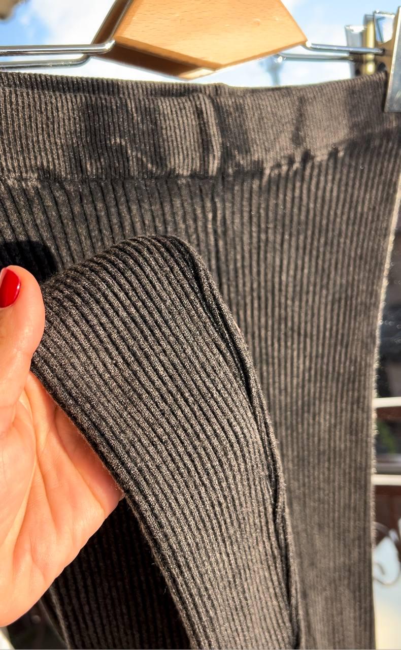 Лосины женские U 166 варенка широкий рубчик плотные теплые высокая талия OS Черный (2939) - фото 7