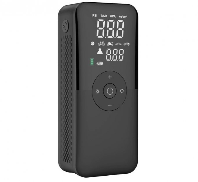 Компресор автомобільний акумуляторний CARSUN з ліхтариком та повербанком (04112025_1)