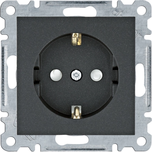 Розетка Hager Lumina с заземлением и защитными шторками Черный (WL1063)