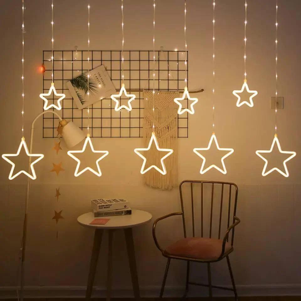 Светодиодная уличная гирлянда "Звезды" 2,5х0,8 м 138 LED с неоновыми фигурками Теплый белый