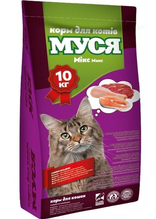 Сухий корм для дорослих котів Муся з міксом м'яса 10 кг (4820097803676)