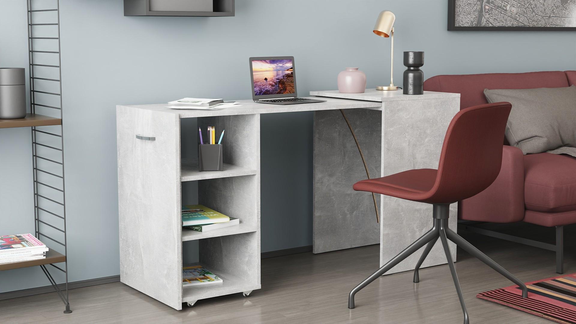 Стіл-тумба трансформер Ferrum-decor Смарт 1/2 ДСП 16 мм 750x1450x600 мм Бетон (FRD-105080) - фото 10