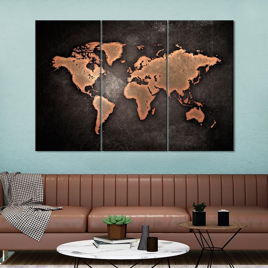 Картина карта Золотые материки на чёрном фоне 128x81 см (A1327-3) Картина карта Золотые материки на чёрном фоне 128x81 см (A1327-3)