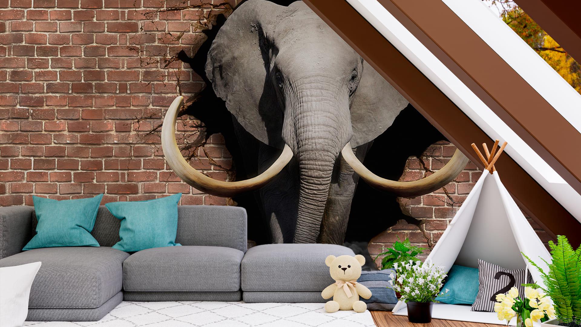 Фотошпалери флізелінові Styleo Print-walls 3D Слон 077 400х250 см (Pw-077/4)