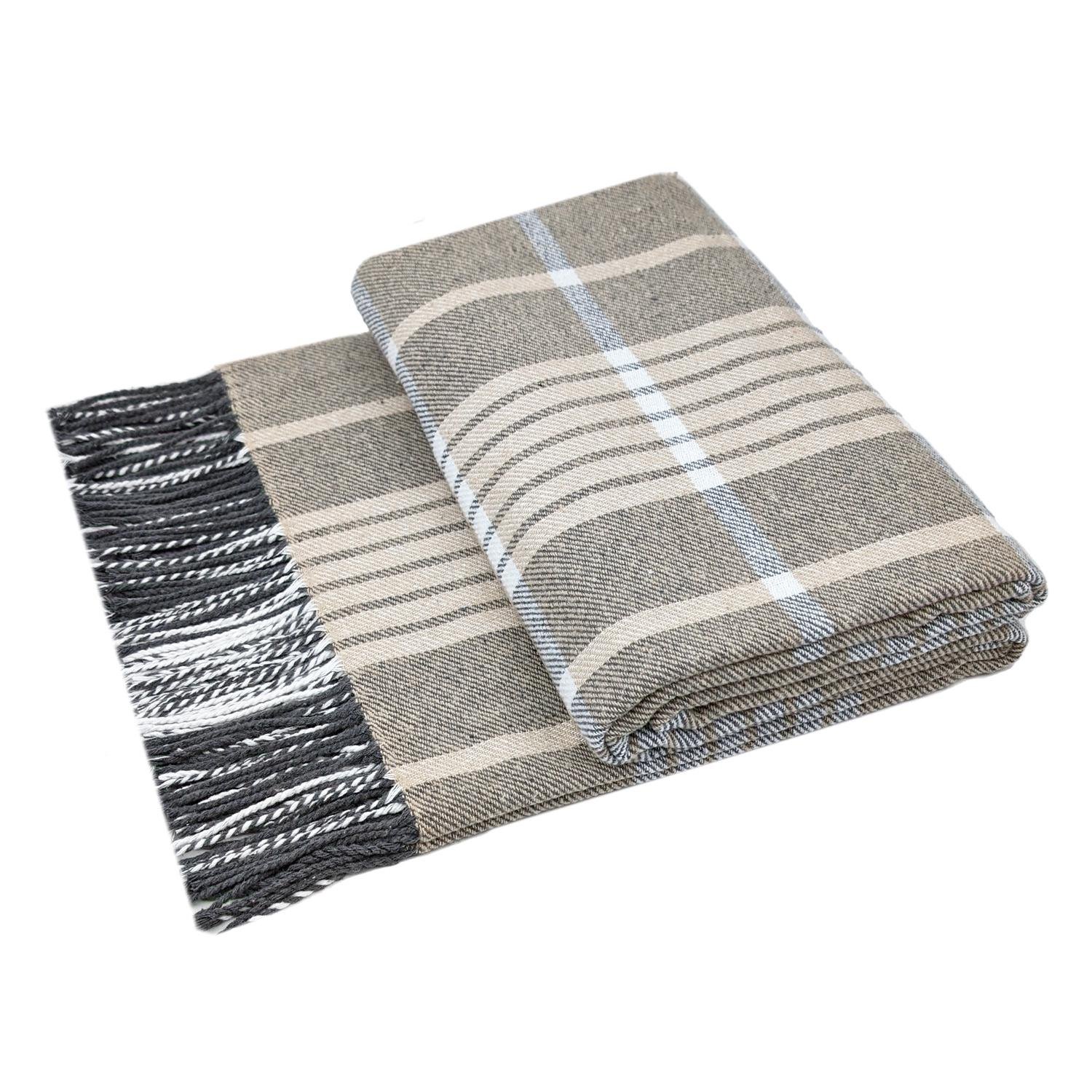 Плед бавовняний Miami Horace 140х200 Бежевий (4649)