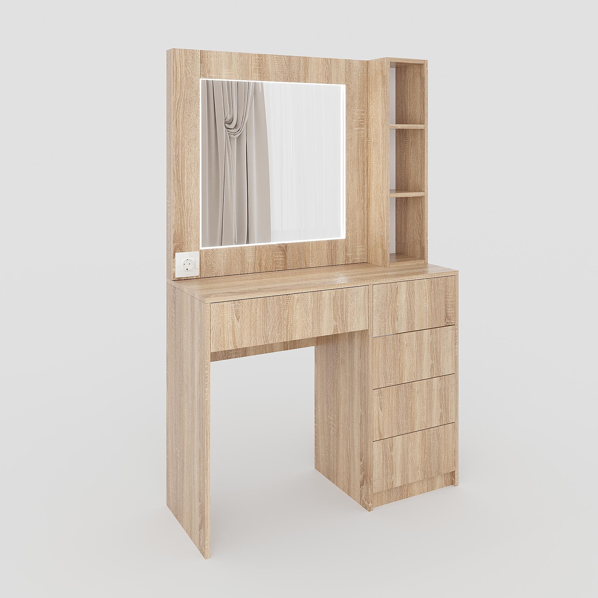 Туалетный столик с LED подсветкой ТЗ-LED 1600х1000х380 мм Дуб Сонома - фото 2 Туалетный столик с LED подсветкой ТЗ-LED 1600х1000х380 мм Дуб Сонома - фото 2