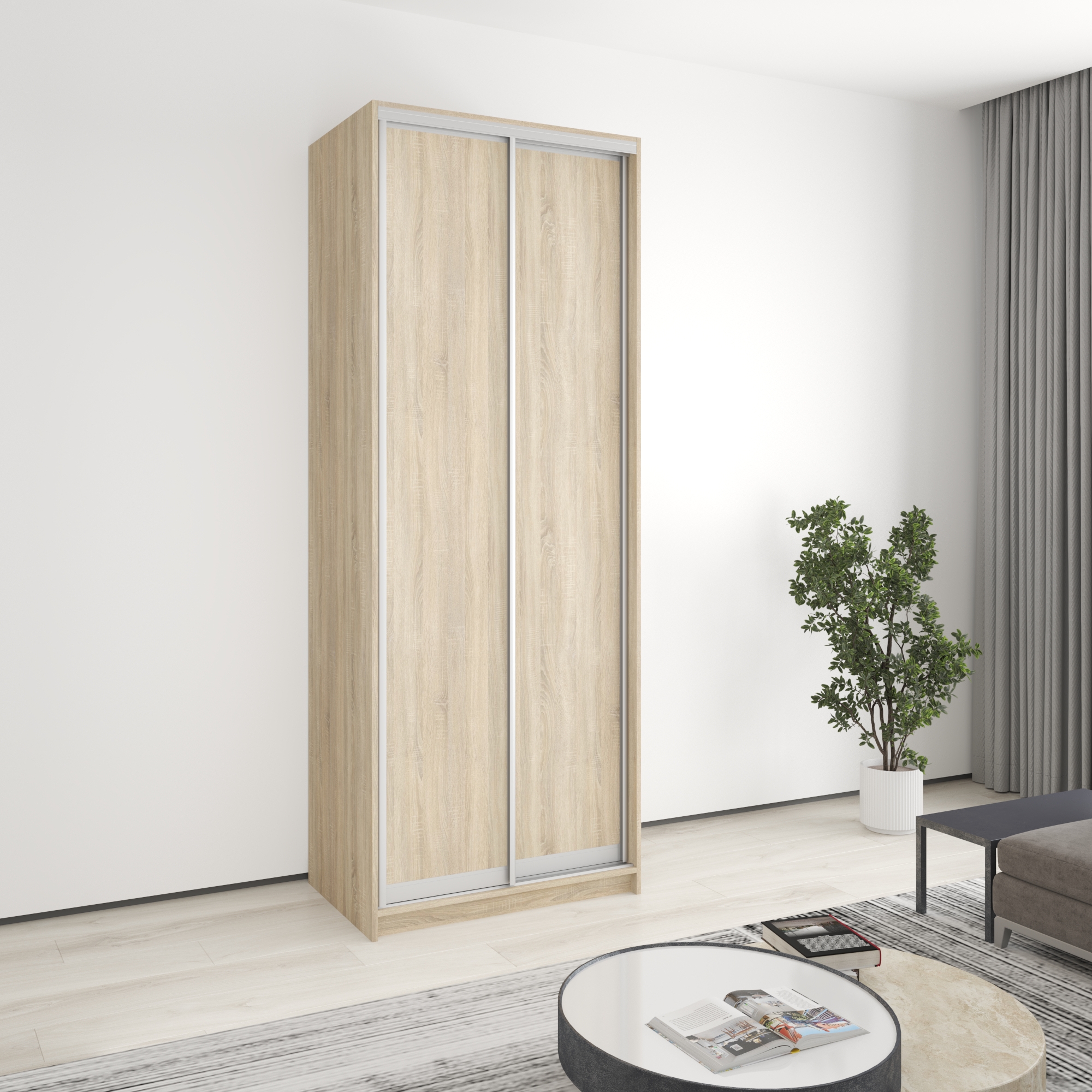 Шкаф-купе двухдверный Mebel Star Стандарт AL MBS-3554 90х45х240 см Дуб сонома (1004738)