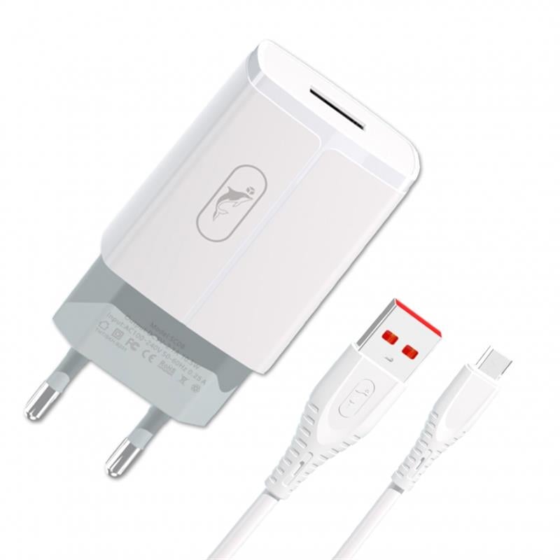 Зарядка для смартфонів SkyDolphin SC06V USB-A 2,4 A 5 Вт microUSB Білий (630717)