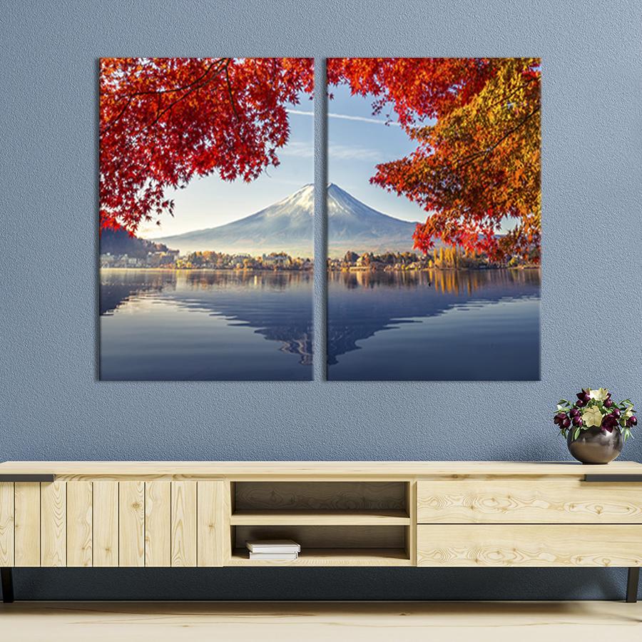 Модульная картина на холсте Диптих Вид на вулкан Фудзияма 165x122 см (624-2)