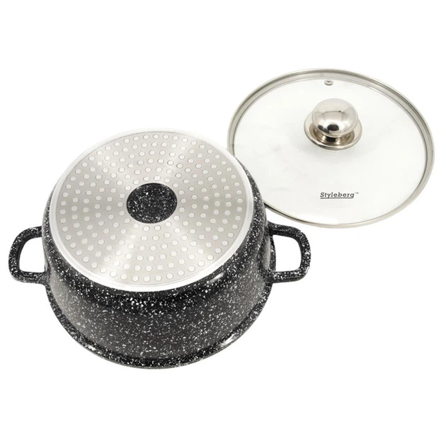 Кастрюля-казан Styleberg ST-3019 1,6 л со стеклянной крышкой Серый (GR-05235) - фото 2 Кастрюля-казан Styleberg ST-3019 1,6 л со стеклянной крышкой Серый (GR-05235) - фото 2