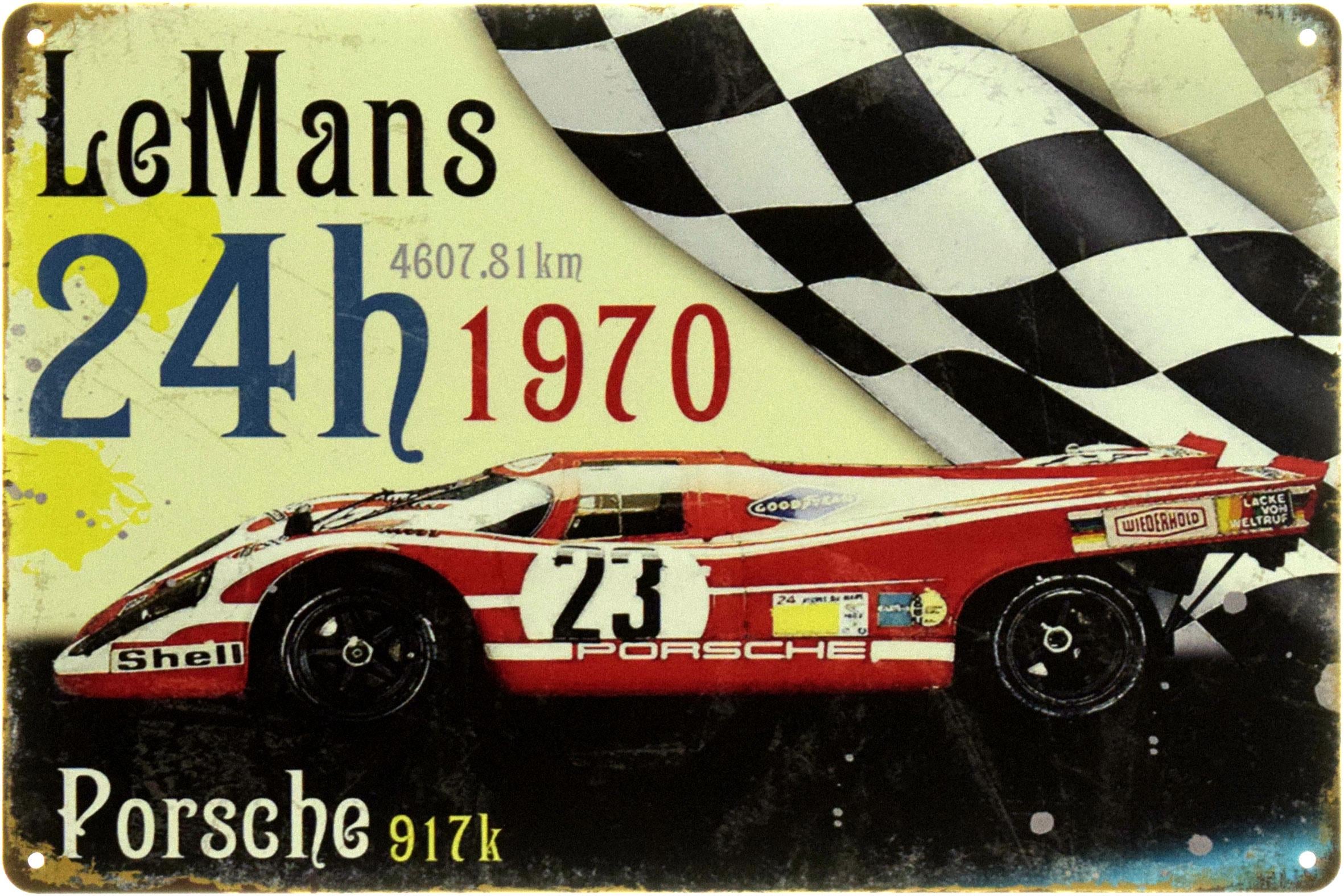 Табличка металлическая "Le Mans 24h 1970 – Porsche 917k" 20x30 см (ms-104576)