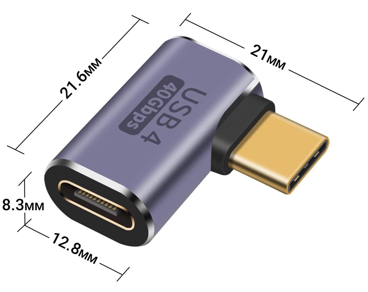 Адаптер Type-C Male на Type-C Female угловой Addap UC2C-01 для синхронизации и зарядки 40 Gbps 100 Вт USB 4,0 - фото 3