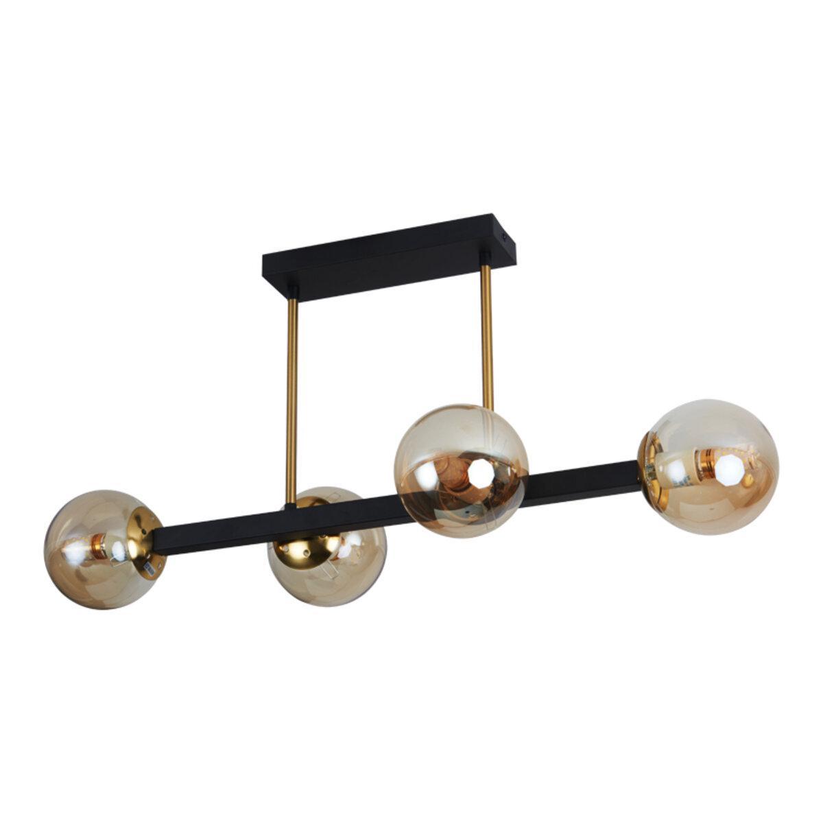 Люстра стельова Lighthouse SRS-19386/4D BK/GD Чорний/Золотий/Медовий Люстра стельова Lighthouse SRS-19386/4D BK/GD Чорний/Золотий/Медовий