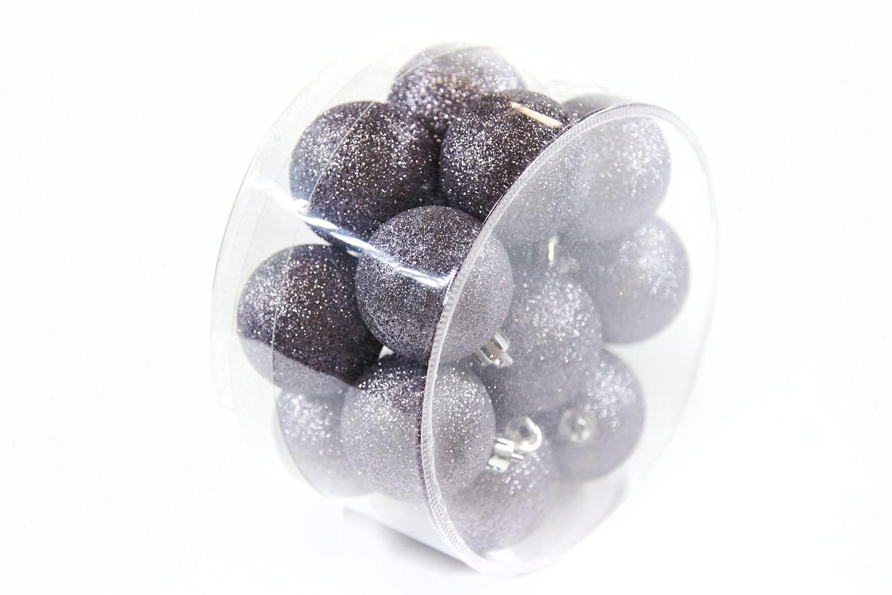 Елочные шары с глитером 50 мм 16 шт. Графитный (CNT00009989)