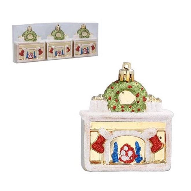 Набор рождественских подвесок Камин 8 см 3 шт. (43197)