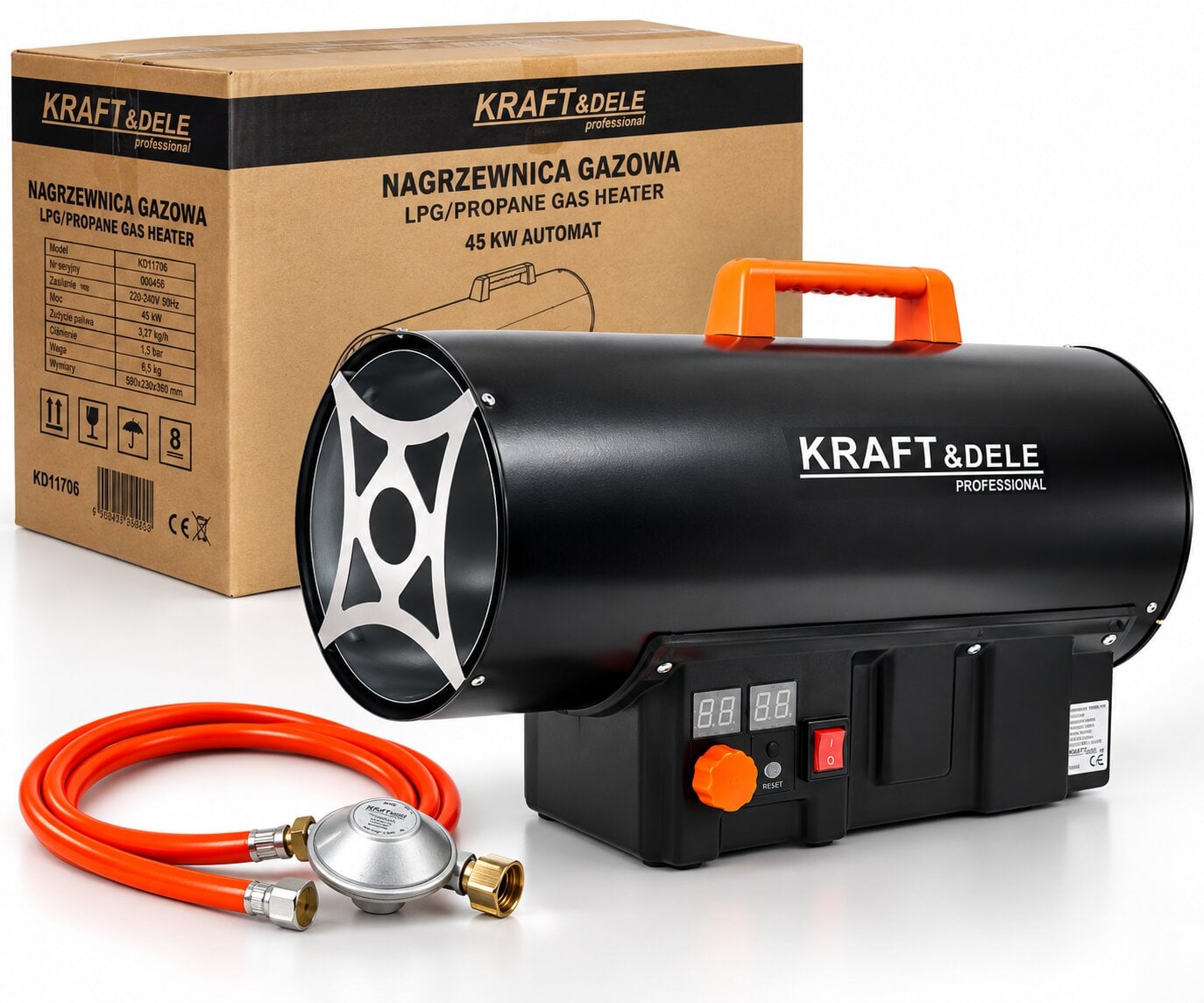 Тепловая пушка газовая Kraft&Dele KD11706 45 кВт пропан-бутан с термостатом 465 м³/ч (KD11706)