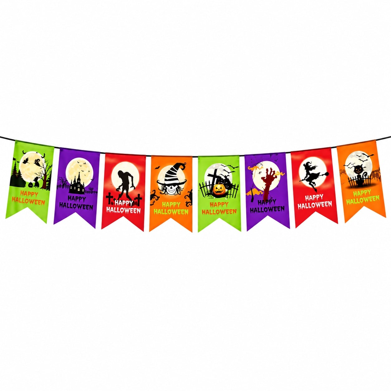 Гирлянда на Хэллоуин Флажки 280 см Разноцветный (9212)