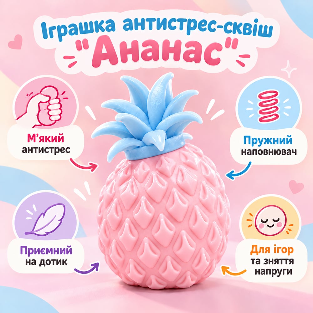 Игрушка-антистресс сквиш Ананас Розовый (52-BT-6071-5) - фото 10