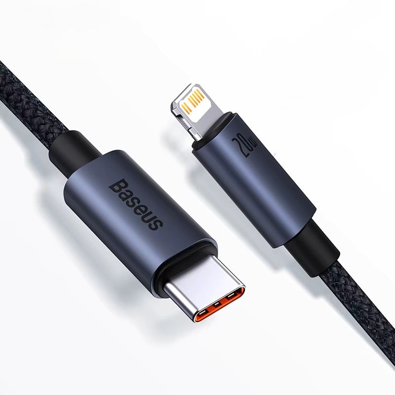 Кабель BASEUS USB Type-C-Lightning PD 20W для швидкого заряджання 1 м Чорний (3148254216) Кабель BASEUS USB Type-C-Lightning PD 20W для швидкого заряджання 1 м Чорний (3148254216)