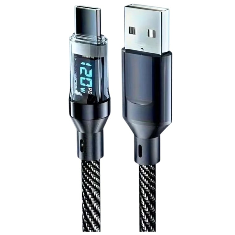 Кабель зарядний SYREINZA з дисплеєм 2 м 120W 6A MAX (а39) Кабель зарядний SYREINZA з дисплеєм 2 м 120W 6A MAX (а39)