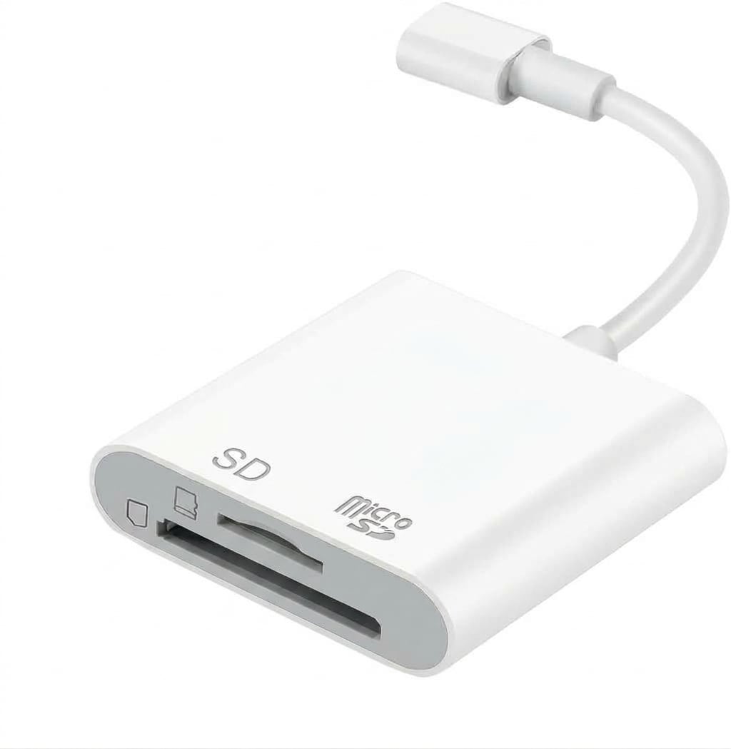 Картридер для iPhone и iPad Luonanava Lightning SD и microSD двухслотовый Белый