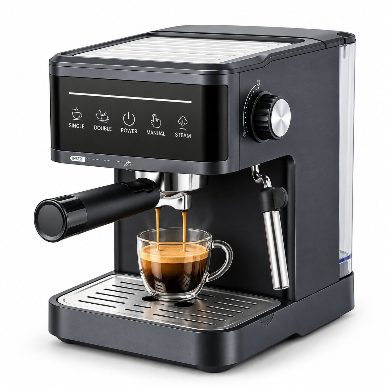 Кофеварка рожковая Crownberg CB-1572 с капучинатором для молотого кофе с двойной порцией 1200 Вт 20 бар (38516916)