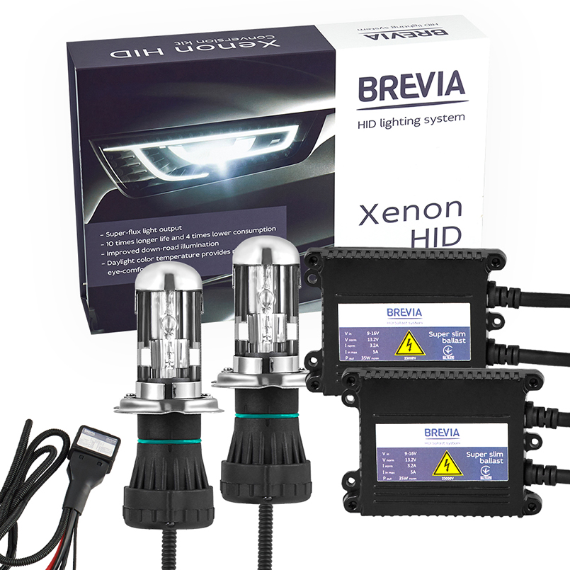 Комплект биксенона Brevia Н4 bi-xenon 5000К+Super Slim Ballast (15452)