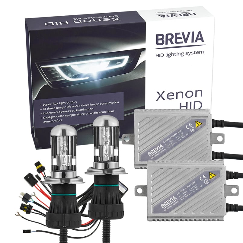 Комплект биксенона Brevia Н4 bi-xenon 5000К+Super Slim Canbus (15453)