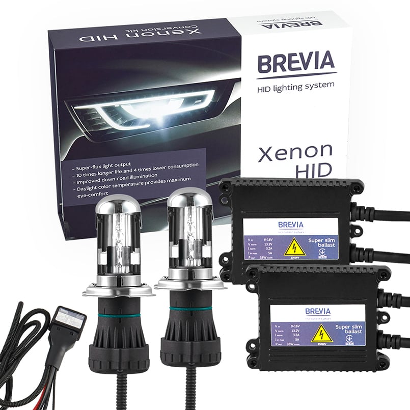 Комплект биксенона Brevia Н4 bi-xenon 6000К+Super Slim Ballast (15462)