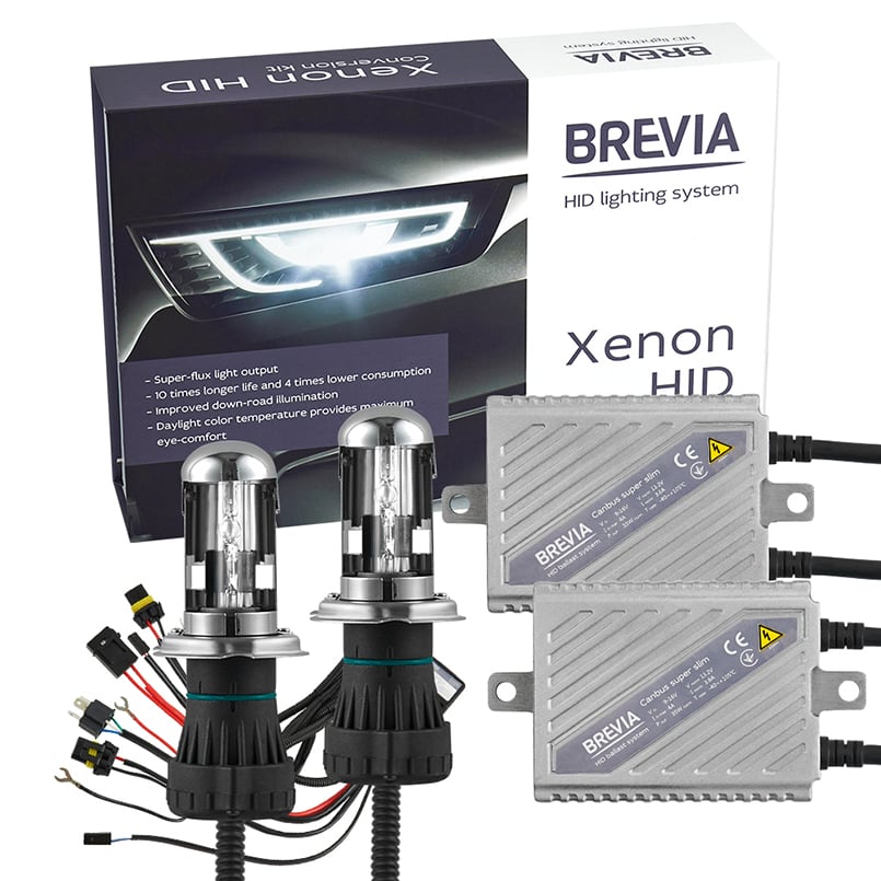 Комплект биксенона Brevia Н4 bi-xenon 6000К+Super Slim Canbus (15463)