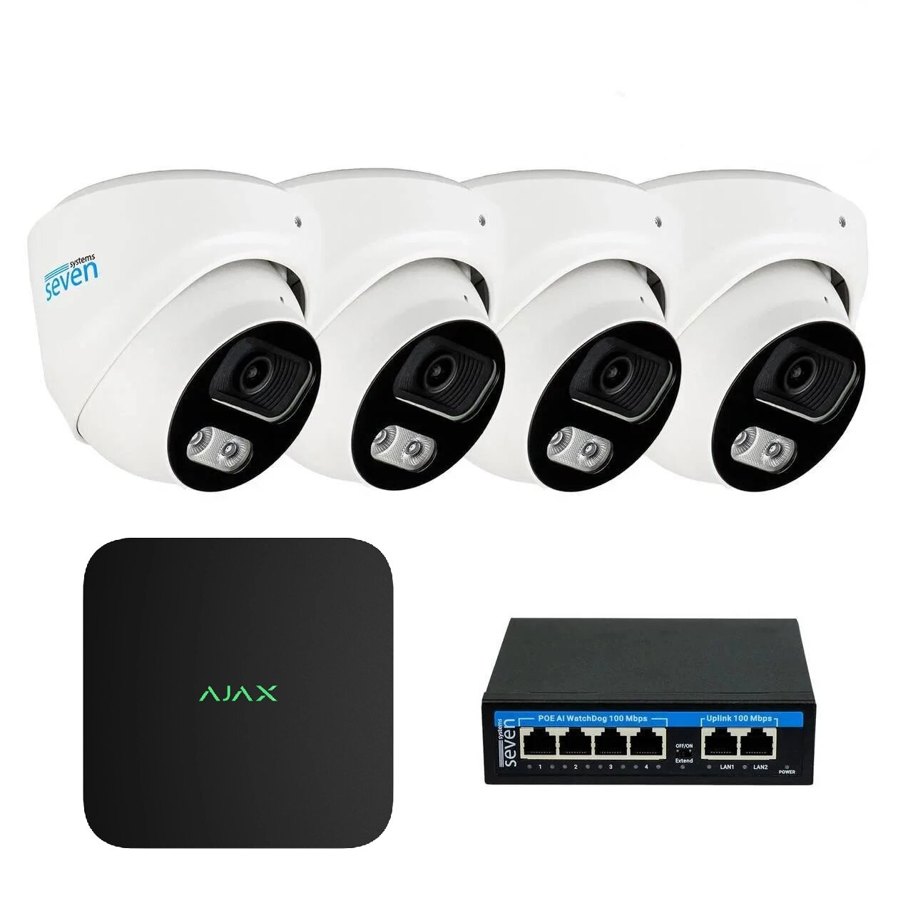 Комплект IP-видеонаблюдения AJAX на 4 купольных 5 Мп IP-камеры AX-IP3614OW-5MP Комплект IP-видеонаблюдения AJAX на 4 купольных 5 Мп IP-камеры AX-IP3614OW-5MP