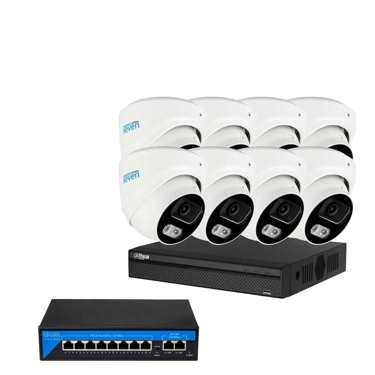 Комплект IP-видеонаблюдения Dahua на 8 купольных 5 Мп IP-камеры DH-IP1118OW-5MP