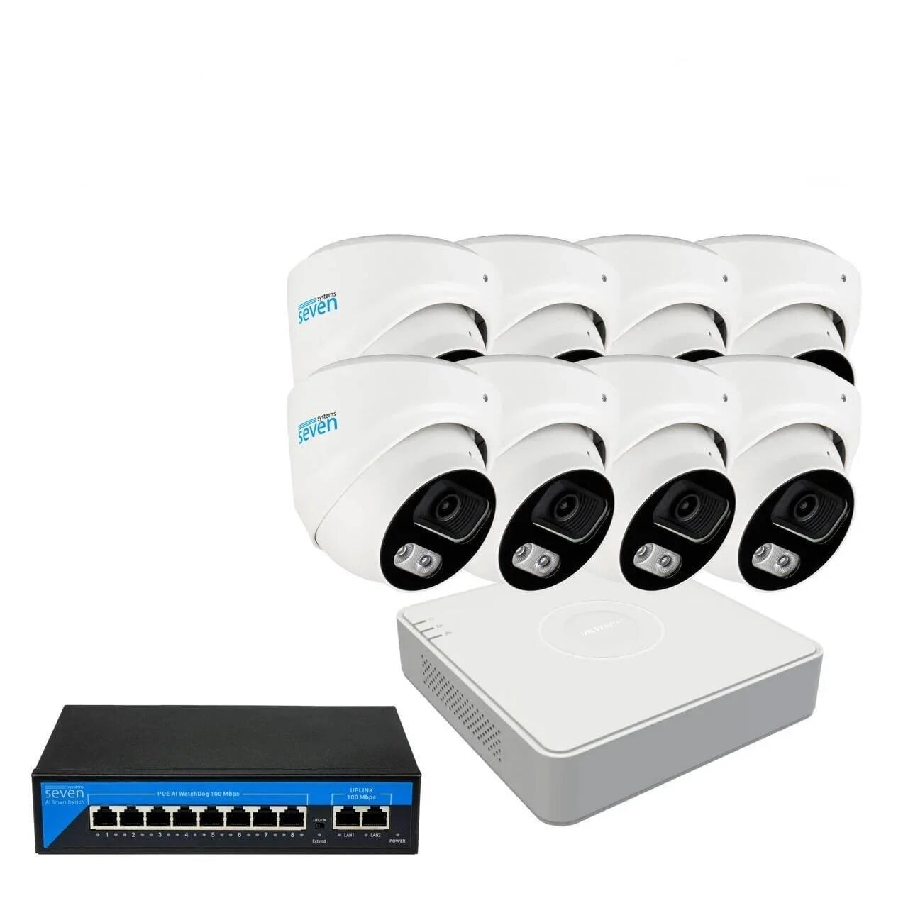 Комплект IP-видеонаблюдения Hikvision на 8 купольных 2 Мп IP-камер HK-IP7118OW-2MP