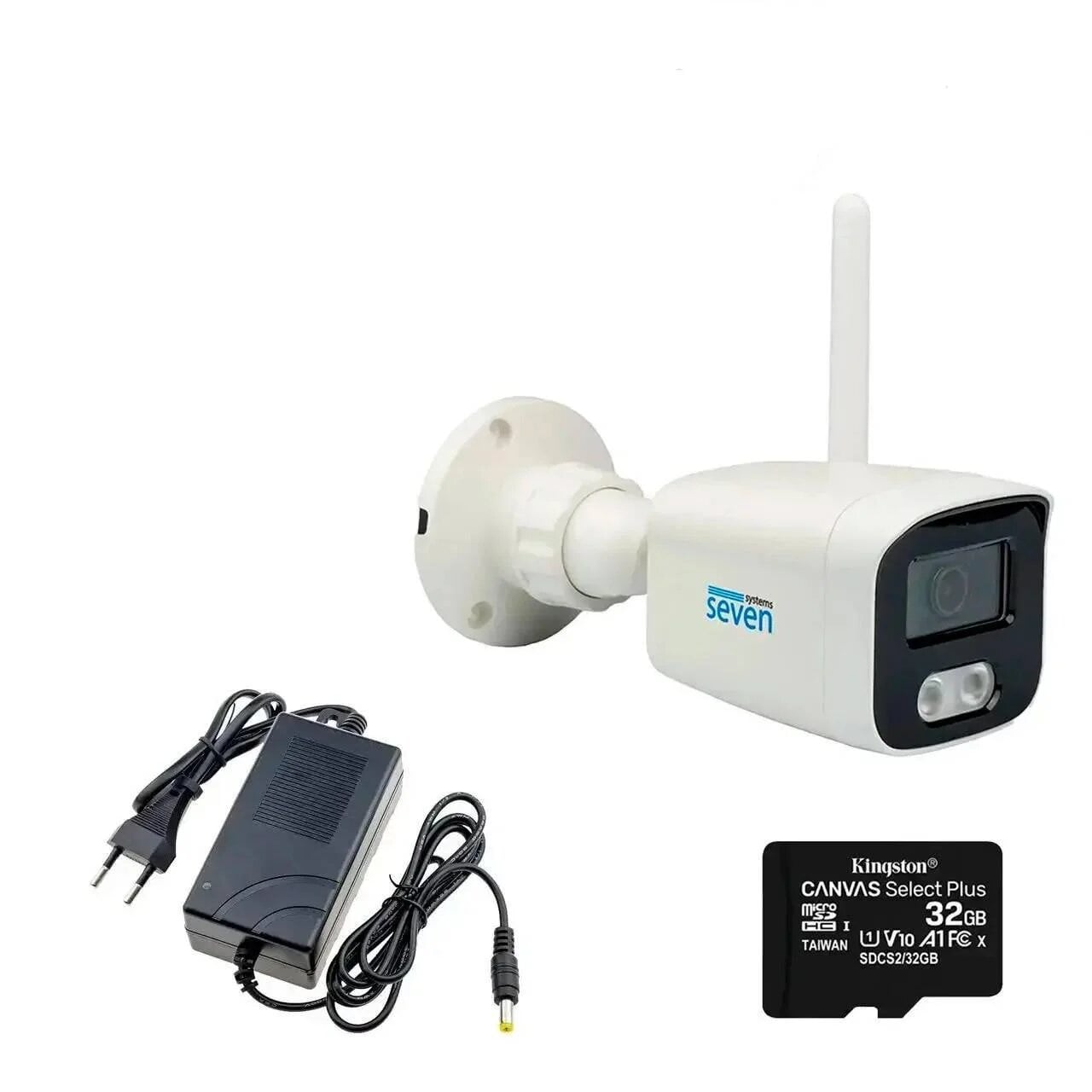 Комплект видеонаблюдения на 1 цилиндрическую Wi-Fi 4 Мп IP-камеру SEVEN KS-7224WF-4MP