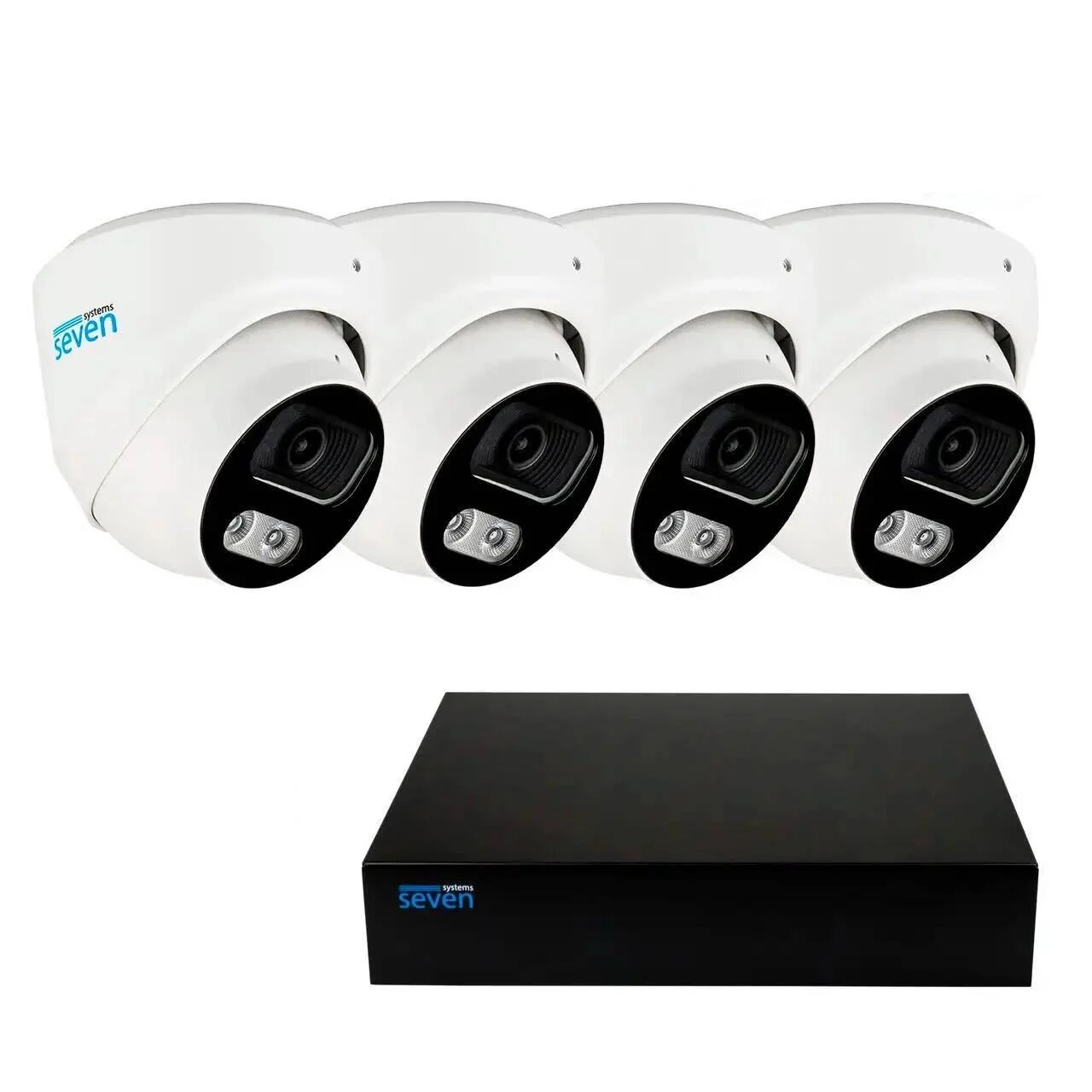 Комплект видеонаблюдения на 4 купольные 2 Мп IP-камеры SEVEN IP-7212W4P4-2MP