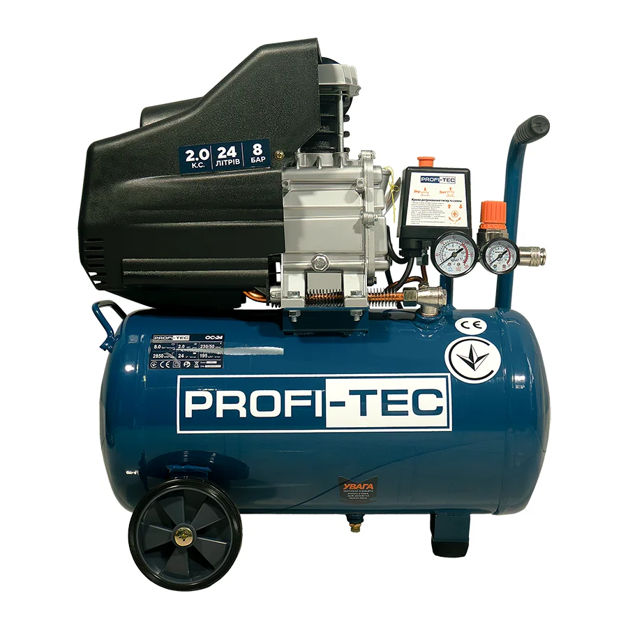 Компрессор масляный PROFI-TEC OC-24 1,5 кВт/24 л/8 бар/195 л/мин (PH01278) Компрессор масляный PROFI-TEC OC-24 1,5 кВт/24 л/8 бар/195 л/мин (PH01278)