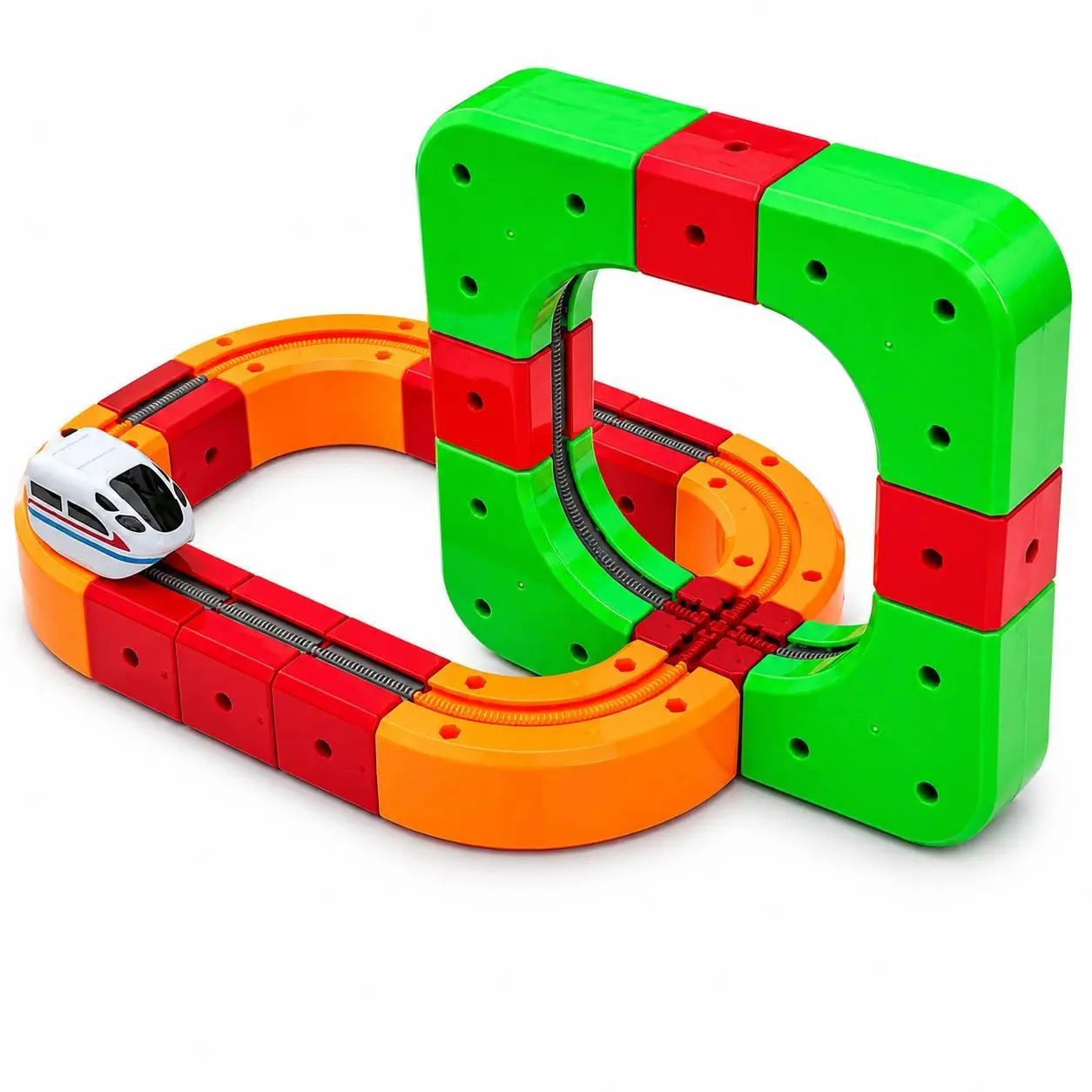 Конструктор Cube Track для детей с электропоездом 3D-рейки с петлями и USB-питанием 51 элемент (M1314) Конструктор Cube Track для детей с электропоездом 3D-рейки с петлями и USB-питанием 51 элемент (M1314)