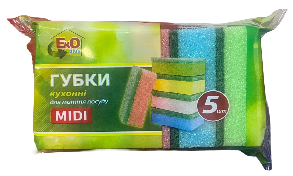 Губки для мытья посуды Eco plus MIDI 5 шт. (135989) Губки для мытья посуды Eco plus MIDI 5 шт. (135989)