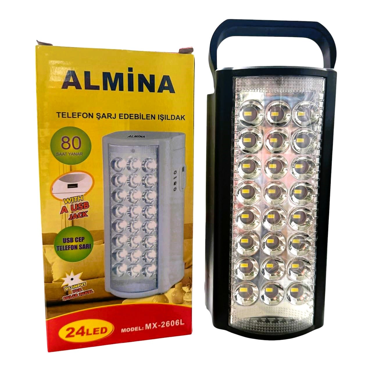 Фонарь переносной Almina 2606 24 LED с повербанком 6V 4 Ah 20Hr Черный (1698112563)