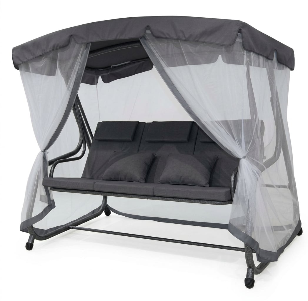 Садовая качель качеля-диван Fregat Relax Pro 3-местная раскладная Серый (YN8406Grey)