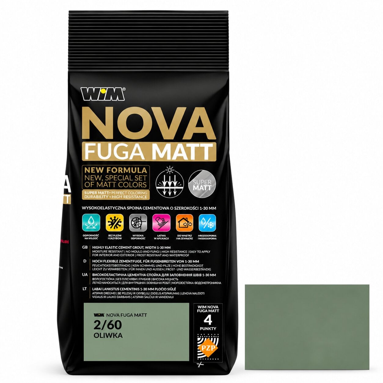 Затирка для швов WIM NOVA FUGA MATT 2/60 2 кг Оливка (00000002-60) Затирка для швов WIM NOVA FUGA MATT 2/60 2 кг Оливка (00000002-60)