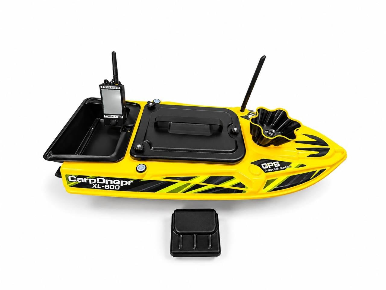 Кораблик для прикорма CarpDnepr XL-800 GPS/Эхолот Twin S2 разбрасыватель Желтый (AT134)