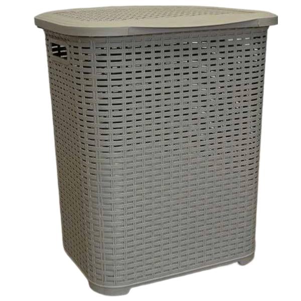 Корзина для белья с крышкой Tuffex Rattan 45 л Светло-серый (ТР-7019с)