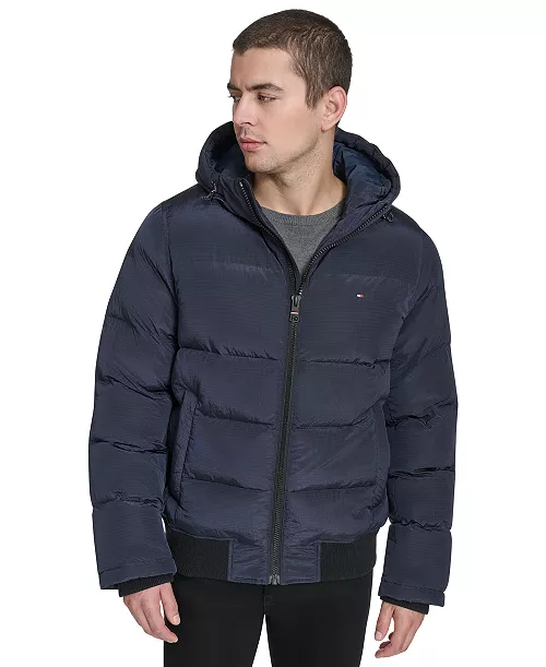 Куртка-бомбер мужская Tommy Hilfiger Hooded Jacket стеганная с капюшоном из ткани рипстоп XL Синий (38978482)
