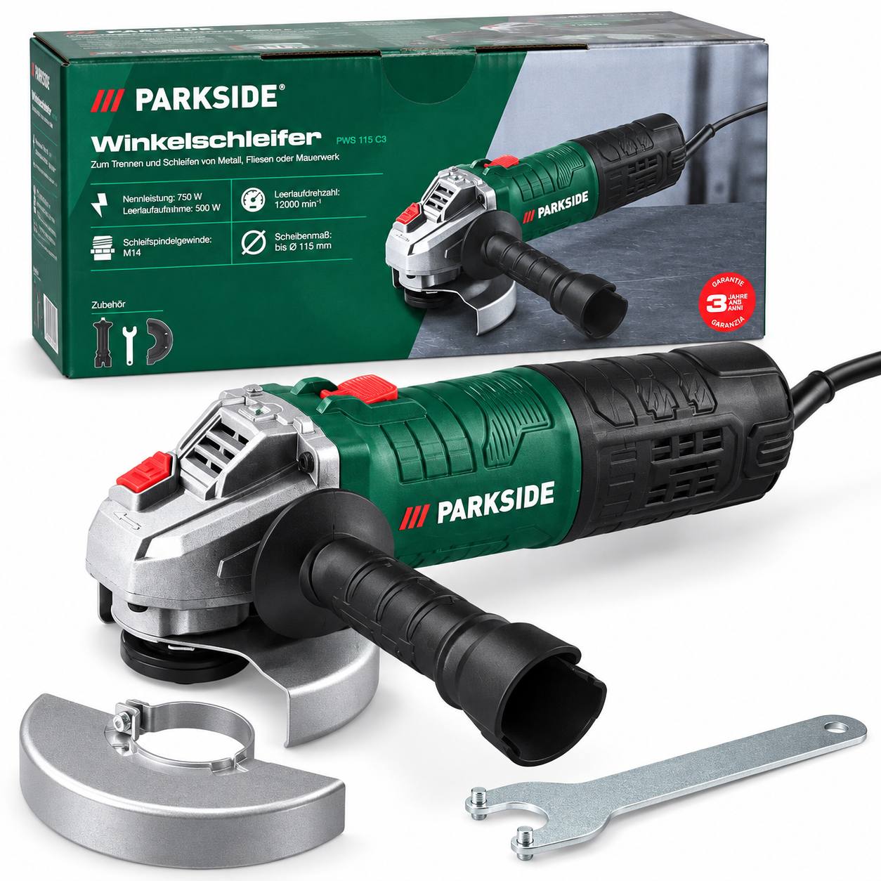 Кутова шліфувальна машина PARKSIDE PWS 115 C3 750W 115 мм 12000 об/хв