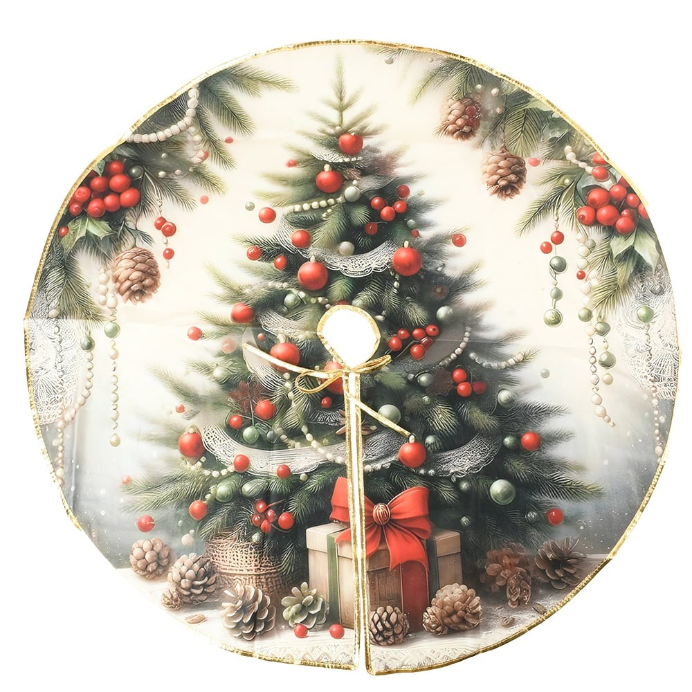 Килимок-спідниця під ялинку Christmas Tree d 90 см велюровий (31926)
