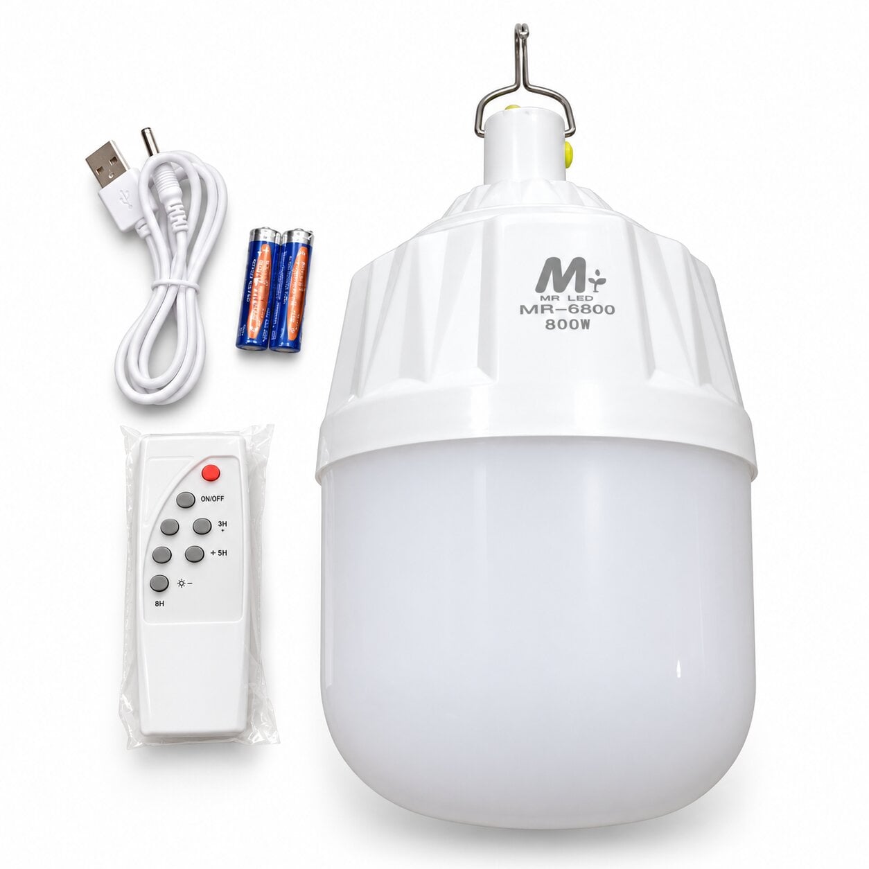 Лампа аккумуляторная LED 800 W с солнечной панелью/пультом и крючком (C121075)